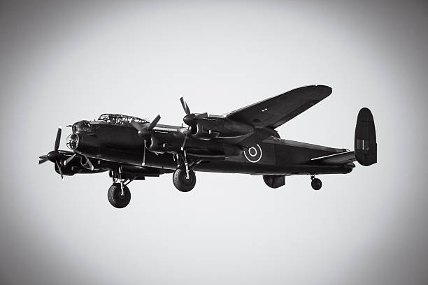 Black and White Avro Lancaster stock photo