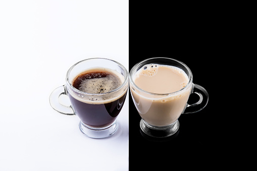Black And White Coffee On A Black And White Background Stock Photo