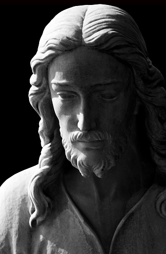 Black And White Marble Statue Of Jesus Christ Clipping Path Stock Photo ...