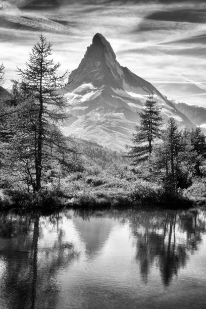 Black and White Matterhorn, Switzerland stock photo