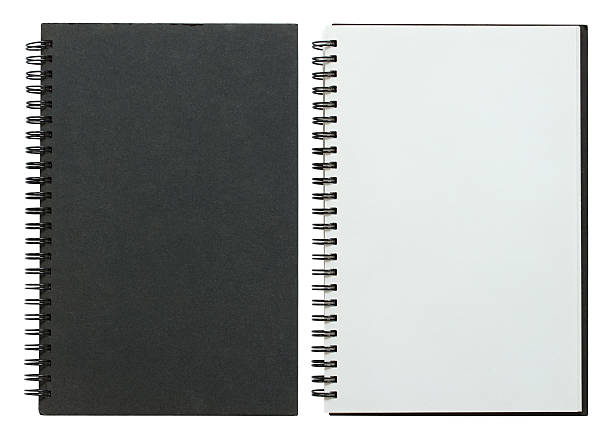 black and white spiral notebook isolated black and white spiral notebook isolated on white with clipping path sketch pad stock pictures, royalty-free photos & images
