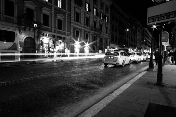 Black and white street Photography :  Busy Roman Streets stock photo