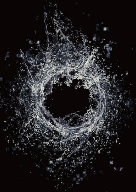抽象的なスプラッシュが飛び散る黒い背景 - 水飛沫 ストックフォトと画像