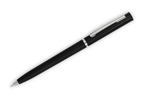 Black ballpoint pen Black ballpoint pen on white background. pen stock pictures, royalty-free photos & images