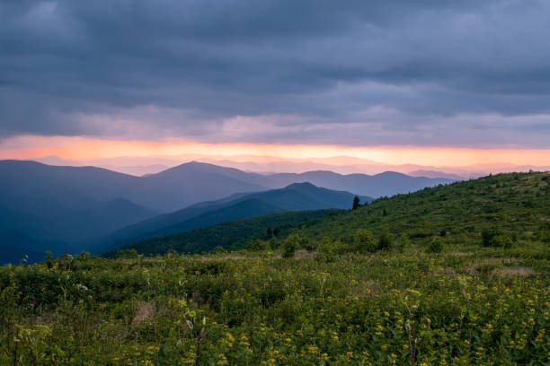 Black Balsam Knob in Western NC at Sunset stock photo