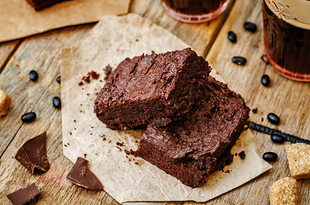black bean brownies - brownie stockfoto's en -beelden