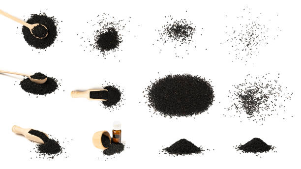 Black Cumin, Nigella Sativa or Black Caraway Seeds stock photo