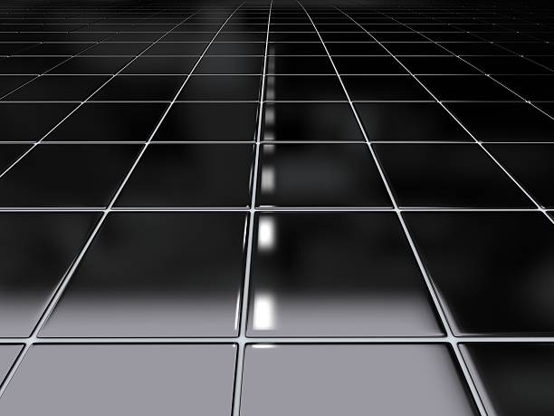 Black floor tiles stock photo
