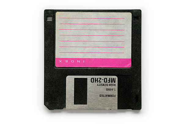Black floppy disk on a white background stock photo