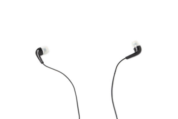 black headphones isolated on a white background. stock photo