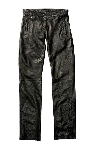 black leather pants stock photo