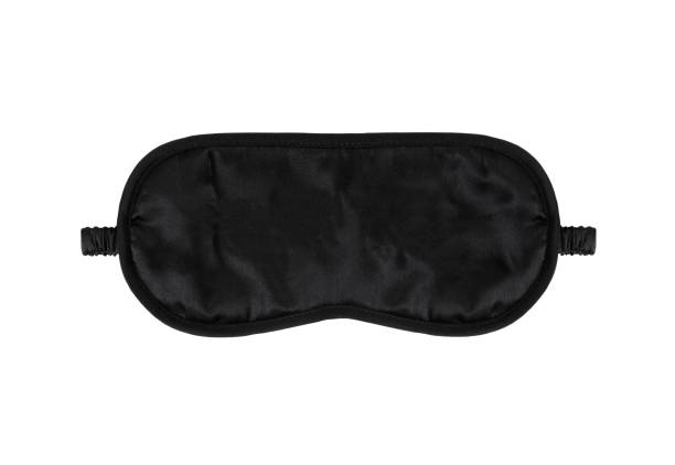 Black mask for sleep Black mask for sleep isolated on white background. Front view eye mask stock pictures, royalty-free photos & images
