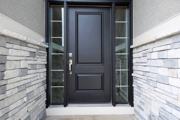 Black Modern Front Door stock photo