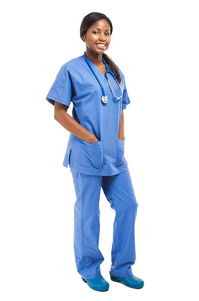 Black nurse isolated on white stock photo