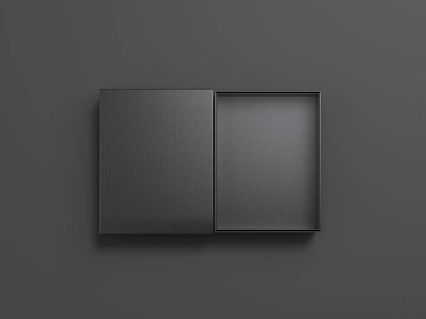 Black opened cardboard package. 3d rendering stock photo