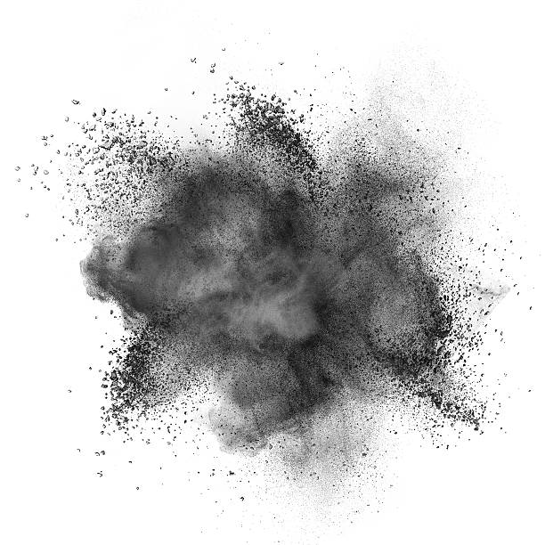 Black powder explosion isolated on white Black powder explosion isolated on white background ash stock pictures, royalty-free photos & images