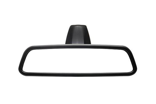 Black rimmed rear view mirror isolated on white background Car rear view mirror, isolated on white background. Includes separate clipping paths for mirror housing and mirror surface. rear view mirror stock pictures, royalty-free photos & images