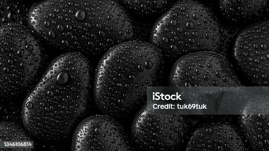 istock Black Stones.rock background and water drop 1346106814