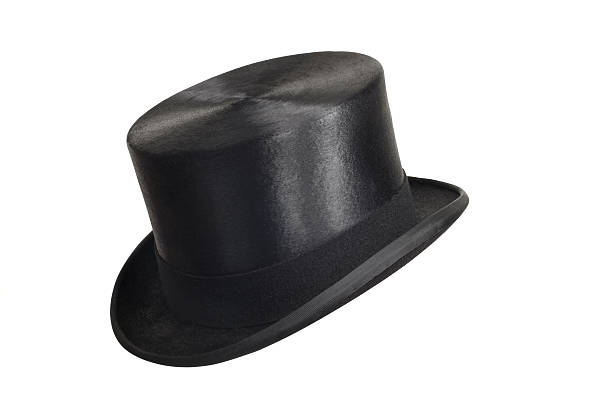 A Black Top Hat on a White Background stock photo