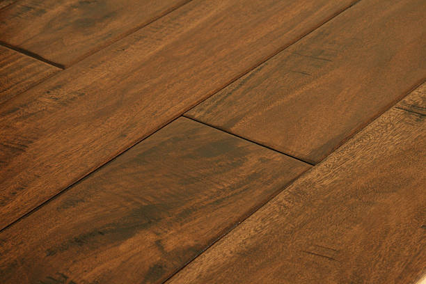 Black Walnut Hardwood Flooring - Angle View stock photo