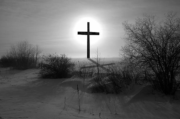 Black & White Cross and Shadow  good friday stock pictures, royalty-free photos & images