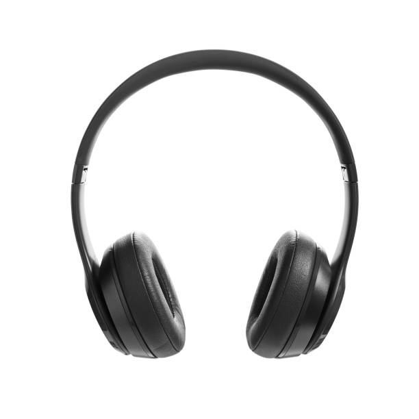 svarta trådlösa hörlurar på vit bakgrund. hörlurar isolerade på en vit bakgrund, produktfotografering, bild - headphones bildbanksfoton och bilder