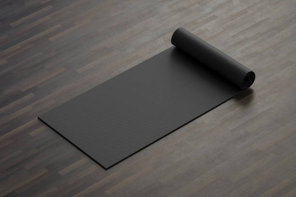 Black yoga mat stock photo