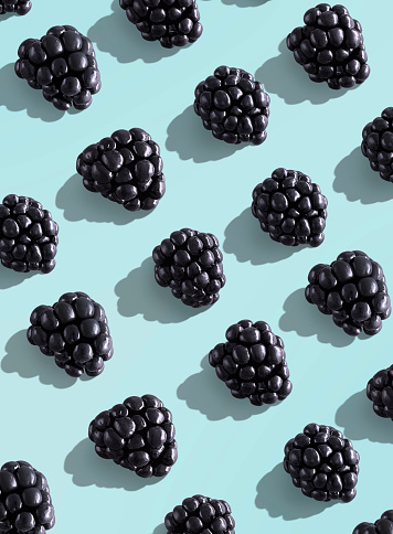 Fresh blackberries on a pastel colored background