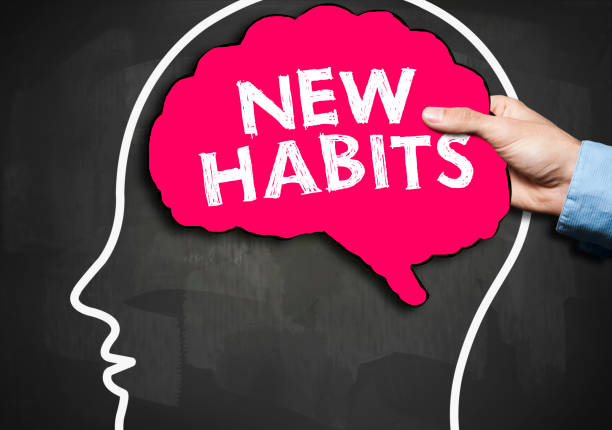 new habits / blackboard concept (click for more) - change habits imagens e fotografias de stock