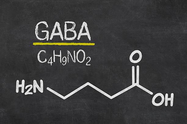 Blackboard with the chemical formula of GABA stock photo