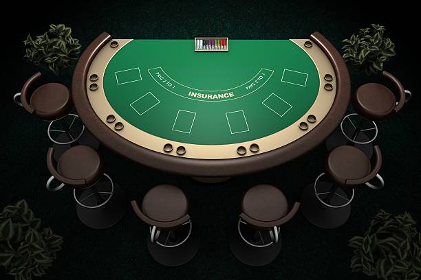 Blackjack game table stock photo