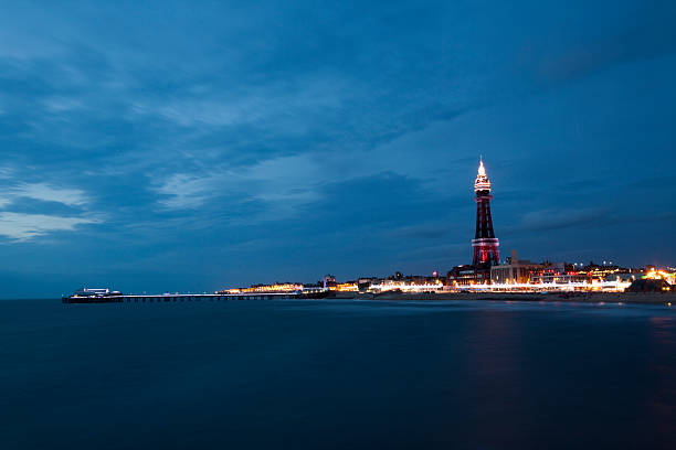 Blackpool from central pier A photograph of Blackpool promenade taken from central pier. north pier stock pictures, royalty-free photos & images