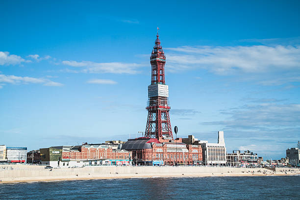 Blackpool Tower in Lancashire, England The Blackpool Tower is one of the tourist attraction in Blackpool. north pier stock pictures, royalty-free photos & images