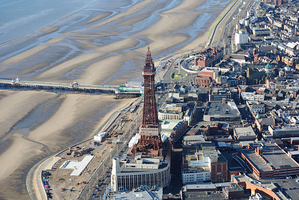 Blackpool Tower Aerial photograph of Blackpool Tower blackpool tower stock pictures, royalty-free photos & images
