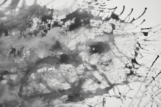 Black-white color abstract liquid background. Paint Splash, fluid art, scientific wallpaper concept stock photo