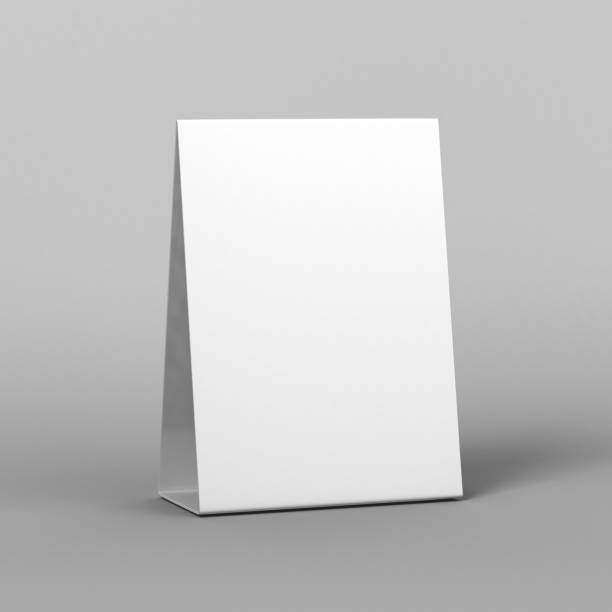 Blank and White Promotional Table Talkers and Table Tent  3d Mock up rendering. Blank and White Promotional Table Talkers and Table Tent. retail display stock pictures, royalty-free photos & images