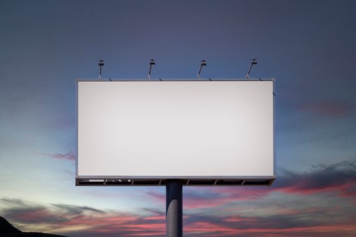 Blank billboard mock up for advertising, at sunset