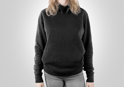 Download Blank Black Sweatshirt Mock Up Isolated Female Wear Dark ...
