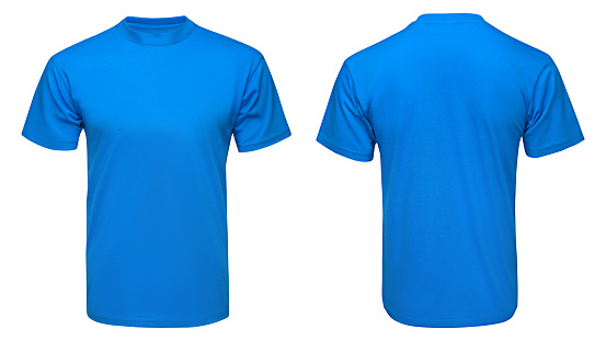Download Blank Blue Tshirt Mock Up Template Front And Back View Isolated White Background Stock Photo ...