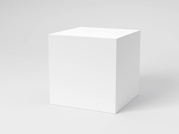Blank Box On white background with clipping path. 3D render. cube shape stock pictures, royalty-free photos & images