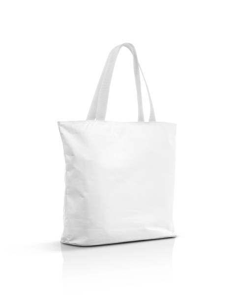 白い背景に分離された空白のキャンバストートバッグ - 紙袋　白 ストックフォトと画像