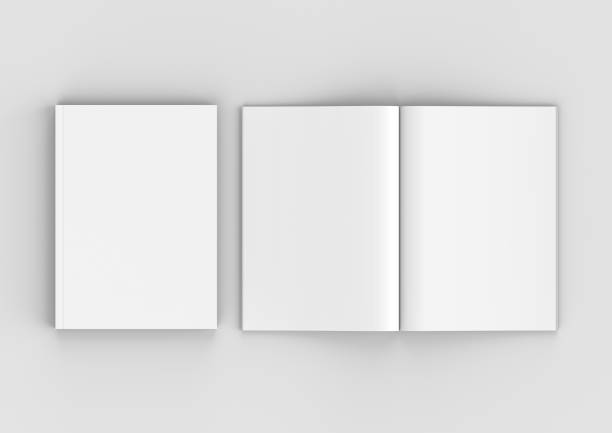 blank catalog cover and page mockup - papel a4 imagens e fotografias de stock