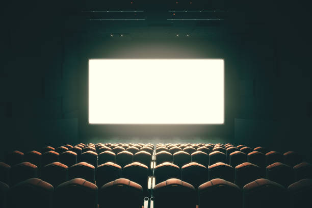 空の映画館スクリーンの調子を整える - 動画 ストックフォトと画像