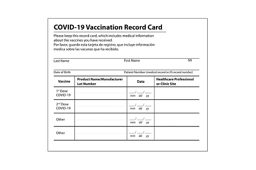 Immunization Certificate - Covid-19 Vaccination Card - blank