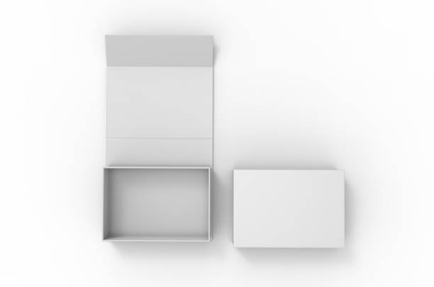 ブランク折りたたみボックス、3dレンダーイラストレーション。 - 箱 ストックフォトと画像