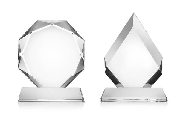 Blank glass trophy mockup isolated on white with clipping path Blank glass trophy mockup isolated on white with clipping path trophy award stock pictures, royalty-free photos & images