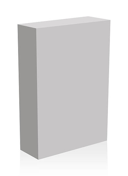 Blank gray box on white background with reflection stock photo