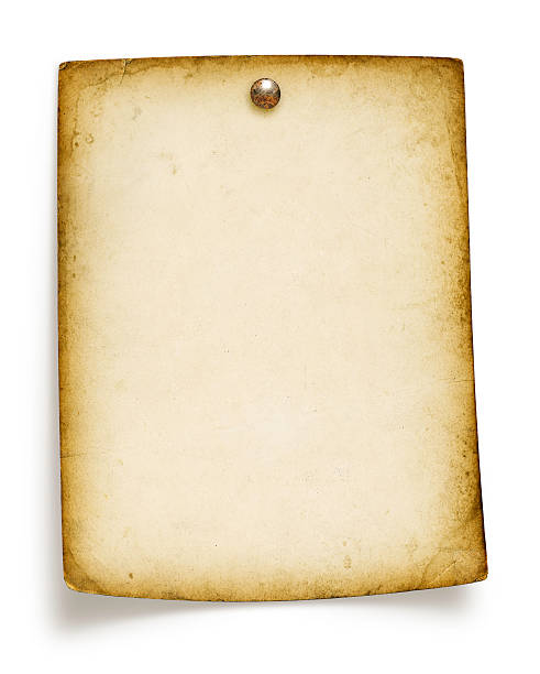 Blank Grungy Paper Tacked (Isolated, Includes Clipping Path) stock photo
