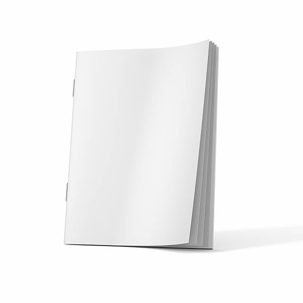 A blank magazine book on a white background stock photo