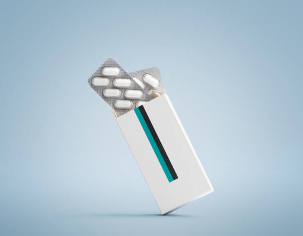 Blank Medicine pack with pills stock photo